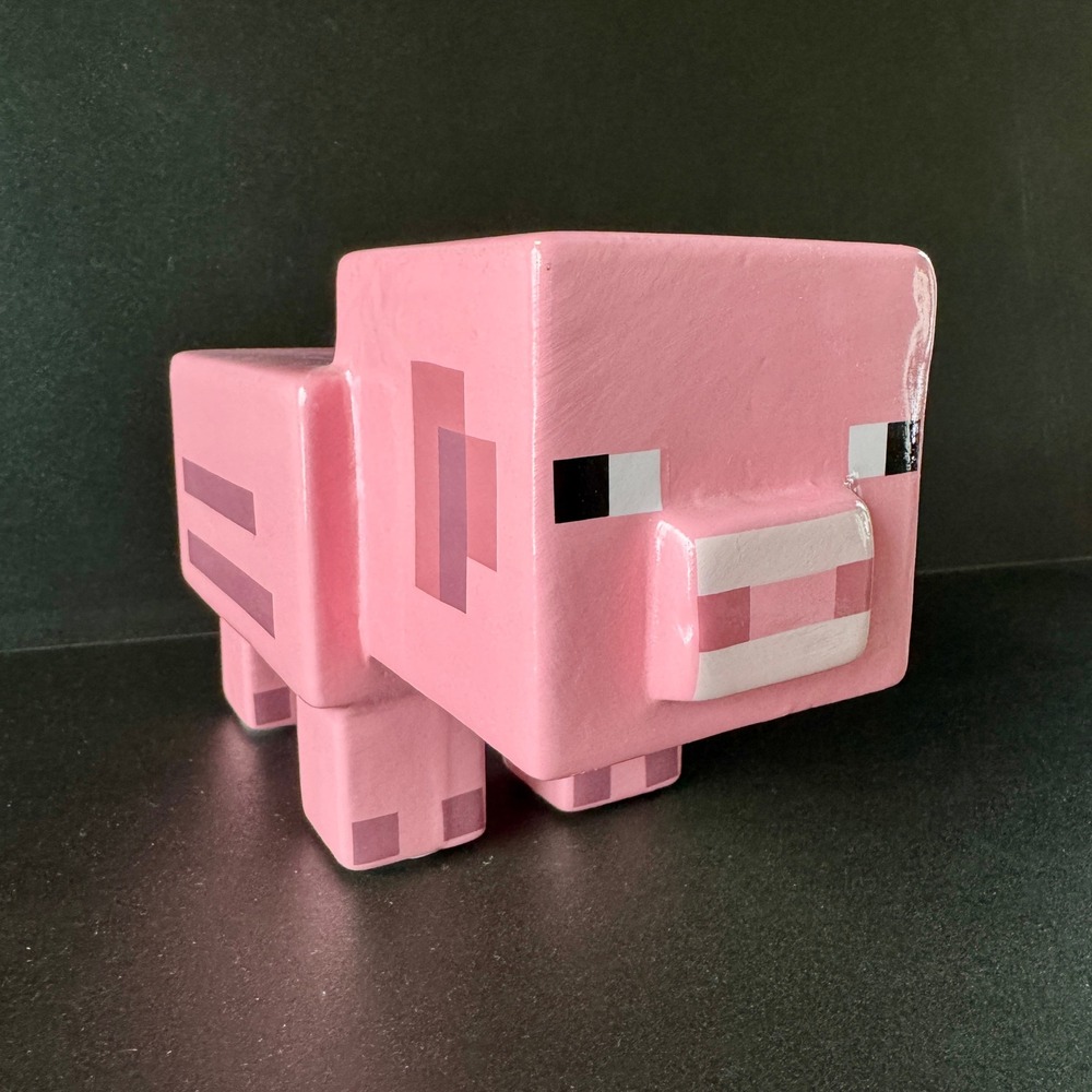 Minecraft Ceramic Piggy‎ Bank Official Mojang Pink Coin Holder 3D Block Style